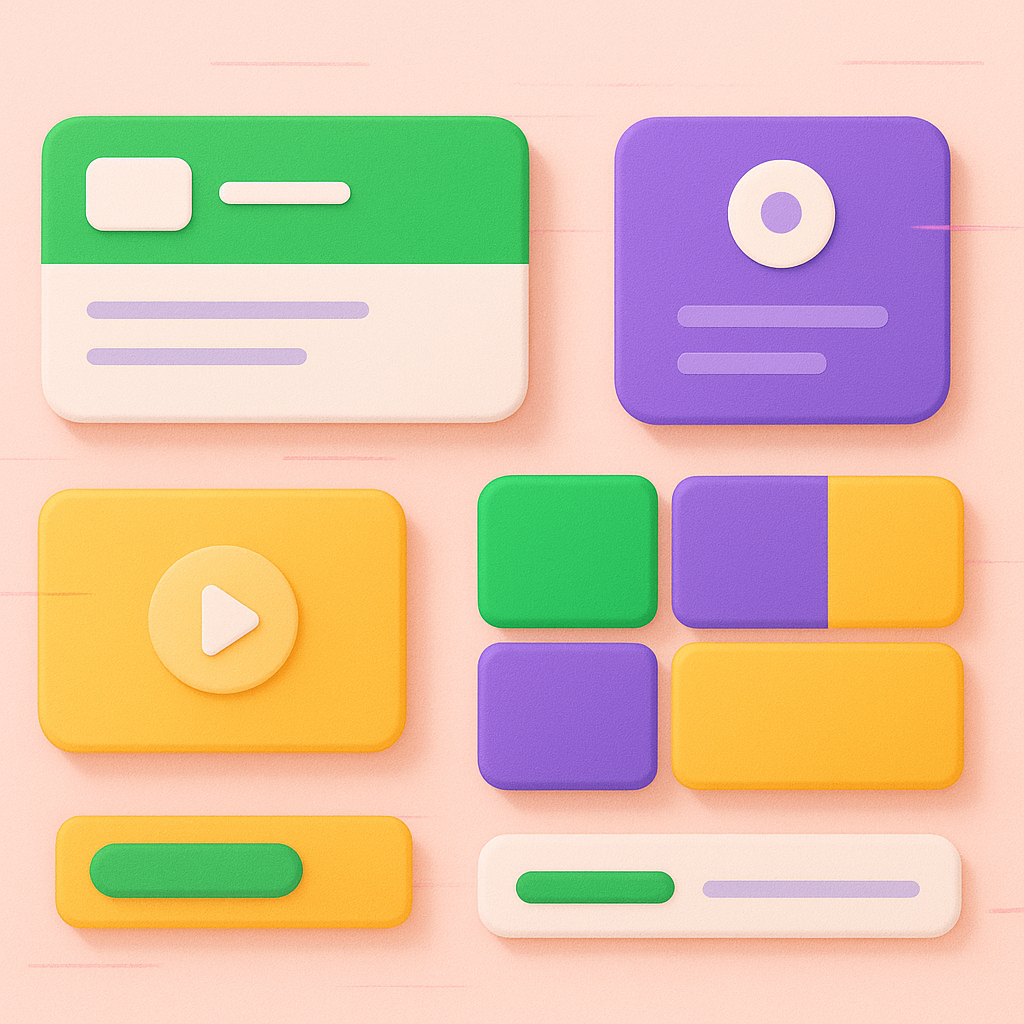 Feature demo: playful UI panels with warm-candy palette